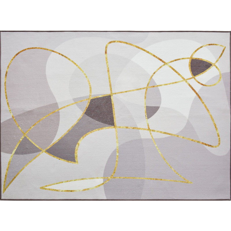 Nieuwe Abstracte Tapijt Grijs en Khaki Polyester Tapijt Wasbaar Huisdier Vriendelijk Antislip Tapijt voor de Woonkamer