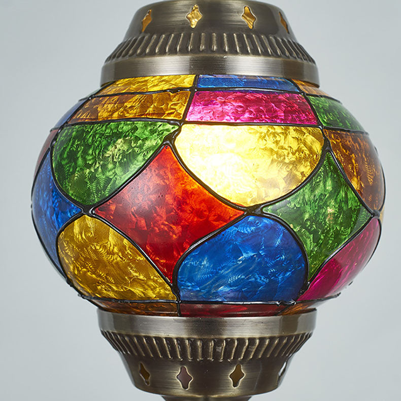 Traditionele Tiffany romantische ovale ijzeren emaille 1-licht tafellamp voor de slaapkamer