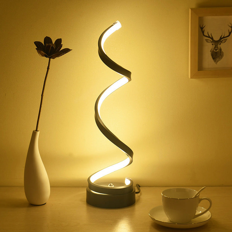 Spiraal Lint Metalen Tafellamp Simpliciteit Zwart/Wit/Goud LED Taakverlichting met Ronde Basis in Warm/Wit Licht