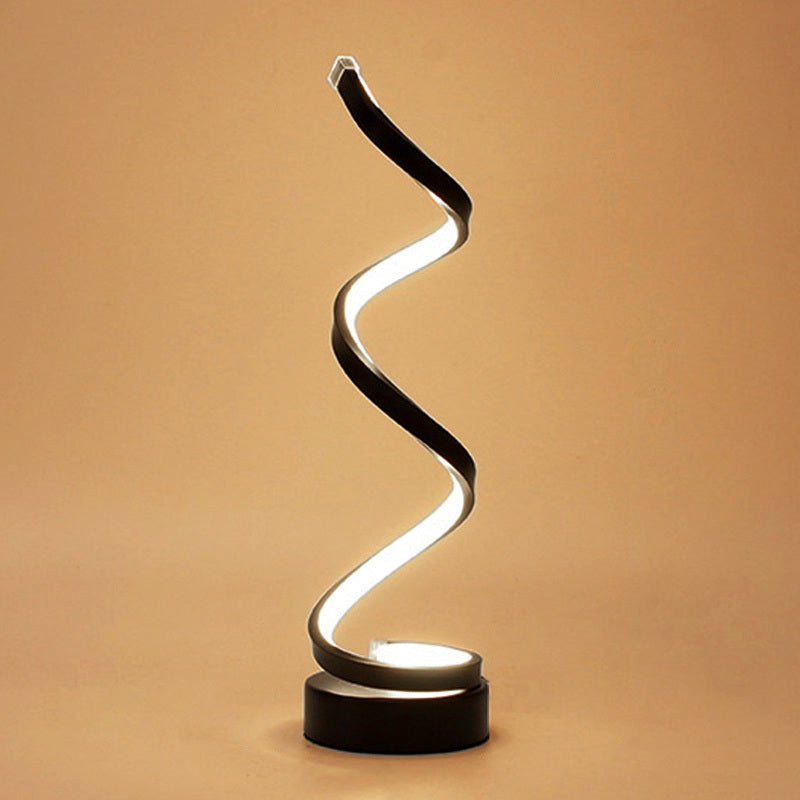 Spiraal Lint Metalen Tafellamp Simpliciteit Zwart/Wit/Goud LED Taakverlichting met Ronde Basis in Warm/Wit Licht