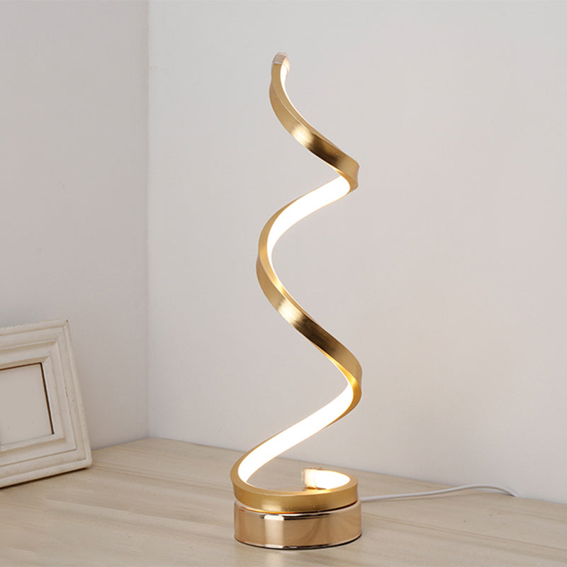 Spiraal Lint Metalen Tafellamp Simpliciteit Zwart/Wit/Goud LED Taakverlichting met Ronde Basis in Warm/Wit Licht