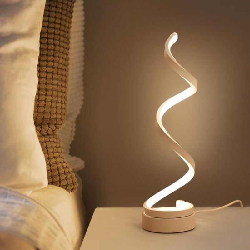 Spiraal Lint Metalen Tafellamp Simpliciteit Zwart/Wit/Goud LED Taakverlichting met Ronde Basis in Warm/Wit Licht