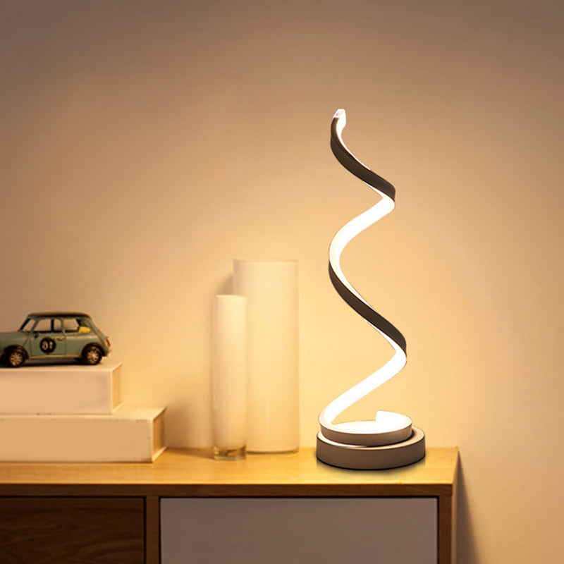 Spiraal Lint Metalen Tafellamp Simpliciteit Zwart/Wit/Goud LED Taakverlichting met Ronde Basis in Warm/Wit Licht