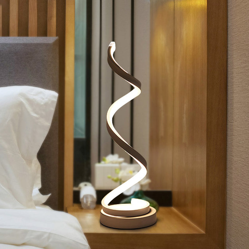 Spiraal Lint Metalen Tafellamp Simpliciteit Zwart/Wit/Goud LED Taakverlichting met Ronde Basis in Warm/Wit Licht