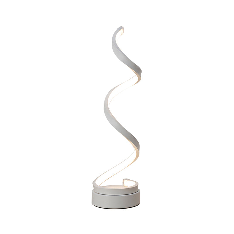 Spiraal Lint Metalen Tafellamp Simpliciteit Zwart/Wit/Goud LED Taakverlichting met Ronde Basis in Warm/Wit Licht