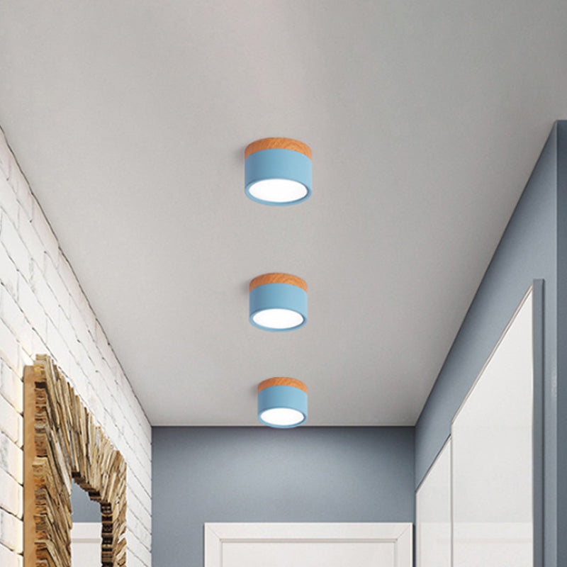 Moderne Macaron Plafondlamp – Compacte Metaal/Houten Plafondlamp voor Keuken en Bar in Geel, Avosianue en Avosianack