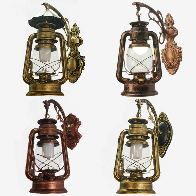 1-Light Kerosin Wandverlichting Nautisch Zwart/Koper/Brons Helder Glas Wandlampen voor de Eetkamer