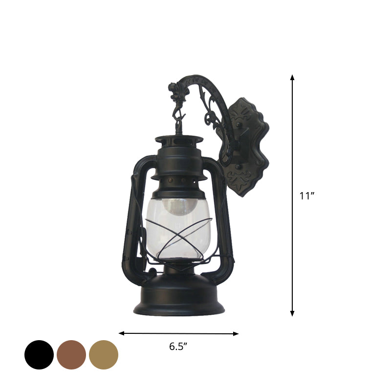 1-Light Kerosin Wandverlichting Nautisch Zwart/Koper/Brons Helder Glas Wandlampen voor de Eetkamer