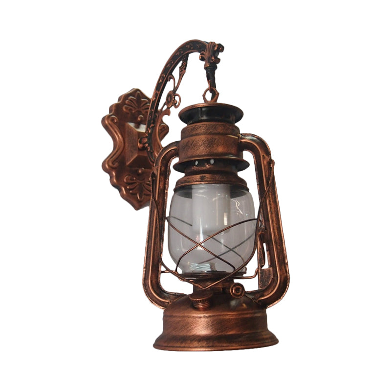 1-Light Kerosin Wandverlichting Nautisch Zwart/Koper/Brons Helder Glas Wandlampen voor de Eetkamer