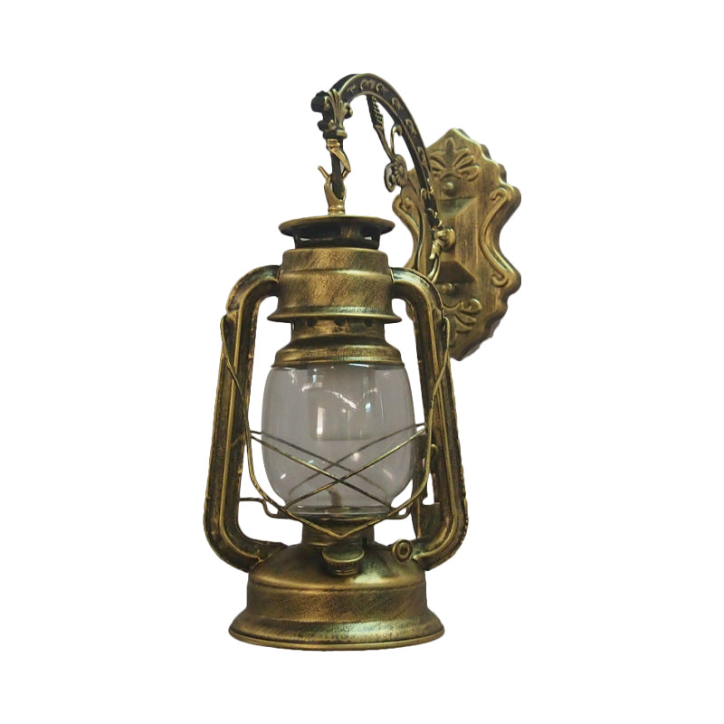 1-Light Kerosin Wandverlichting Nautisch Zwart/Koper/Brons Helder Glas Wandlampen voor de Eetkamer