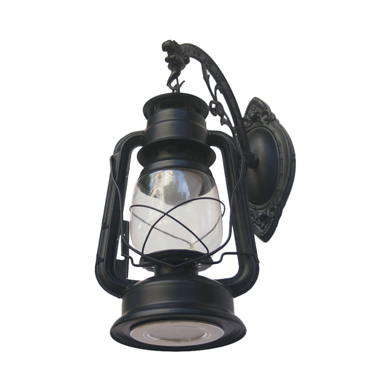 1-Light Kerosin Wandverlichting Nautisch Zwart/Koper/Brons Helder Glas Wandlampen voor de Eetkamer