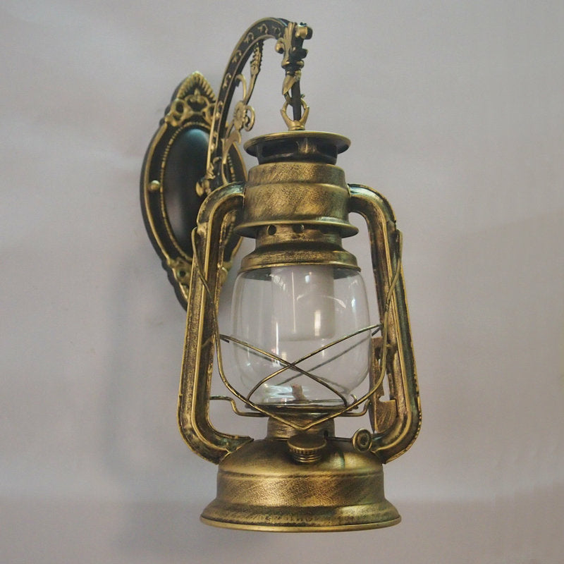 1-Light Kerosin Wandverlichting Nautisch Zwart/Koper/Brons Helder Glas Wandlampen voor de Eetkamer