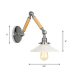 Braun-Zilver 1-lamp lees wandlamp loft heldere glazen bulb/plaat/kleurenschild wandlampen met hout 2-gewricht verstelbare arm