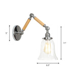Braun-Zilver 1-lamp lees wandlamp loft heldere glazen bulb/plaat/kleurenschild wandlampen met hout 2-gewricht verstelbare arm
