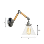 Braun-Zilver 1-lamp lees wandlamp loft heldere glazen bulb/plaat/kleurenschild wandlampen met hout 2-gewricht verstelbare arm