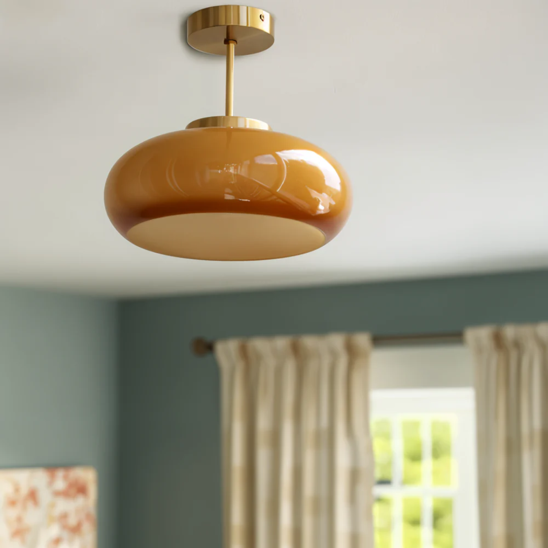 Vintage Gele Plafondlamp