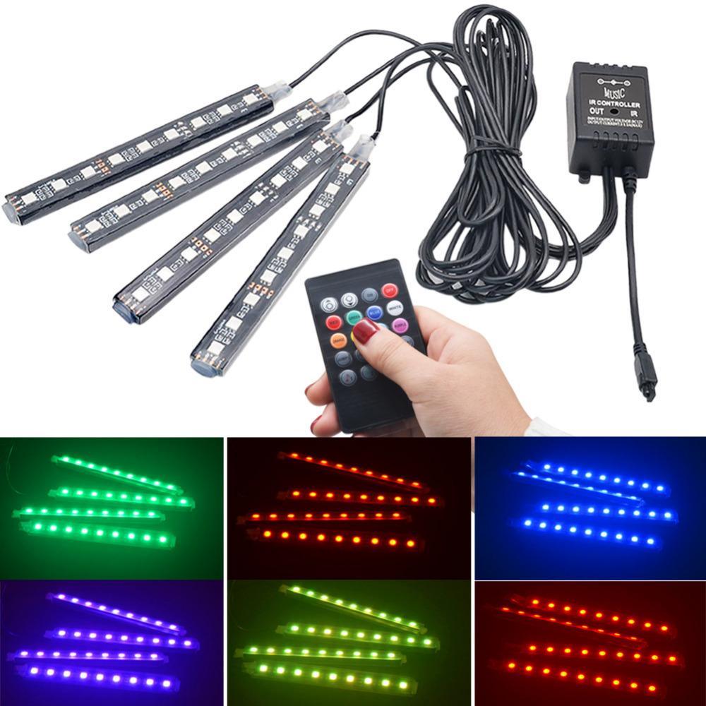 Car RGB LED Strip Light Draadloze Afstandsbediening en Stemcontrole