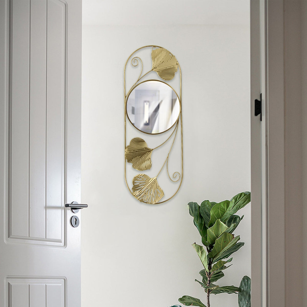 Avosian | Elegante Metalen Ginkgo Blad Wand Spiegel