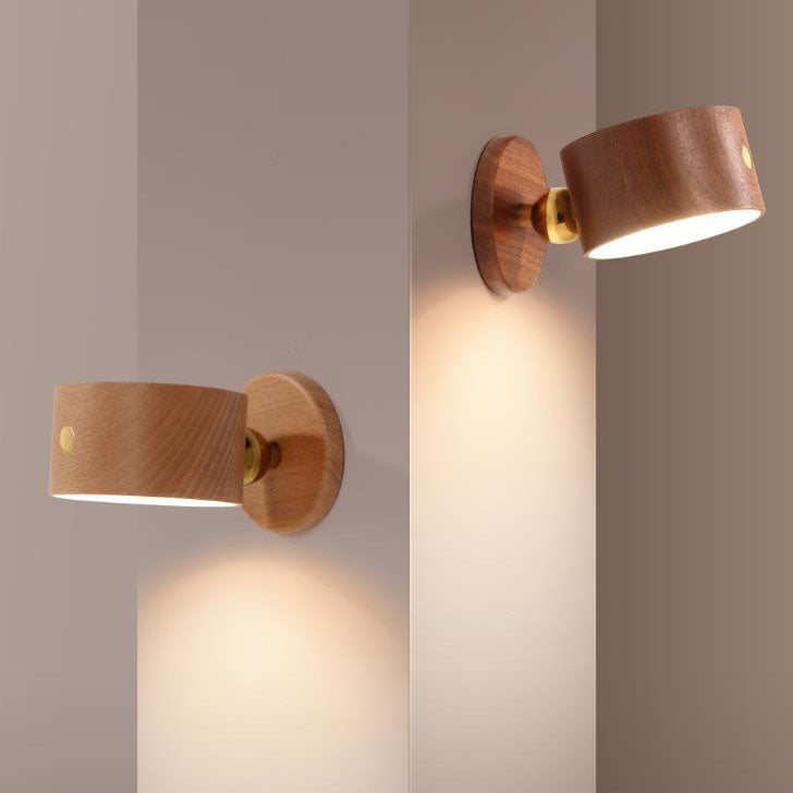 Eenvoudige houten USB oplaadbare touch-magneet LED nachtlamp wand sconces lamp