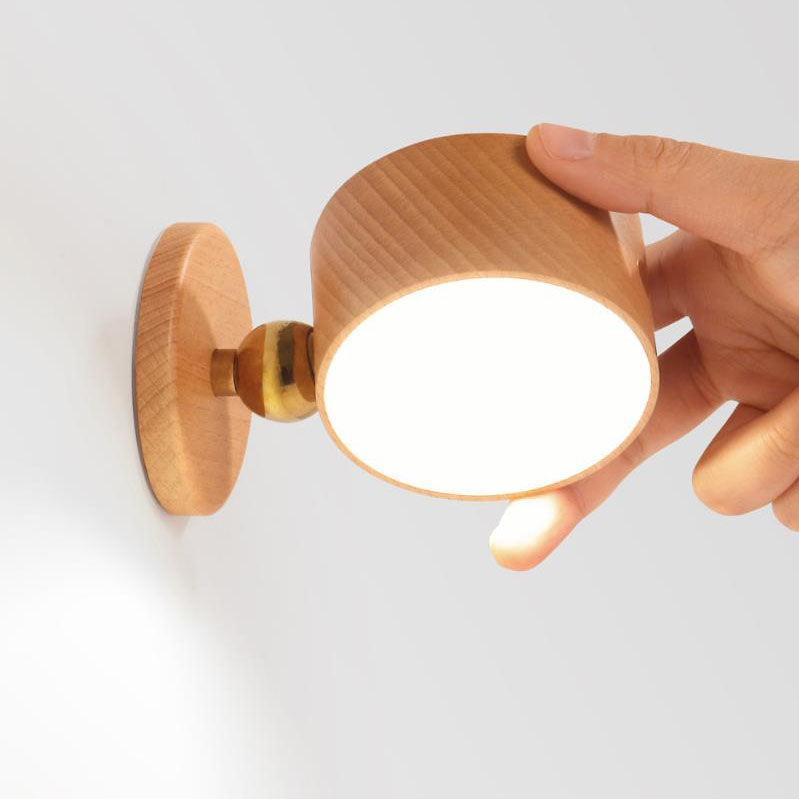 Eenvoudige houten USB oplaadbare touch-magneet LED nachtlamp wand sconces lamp