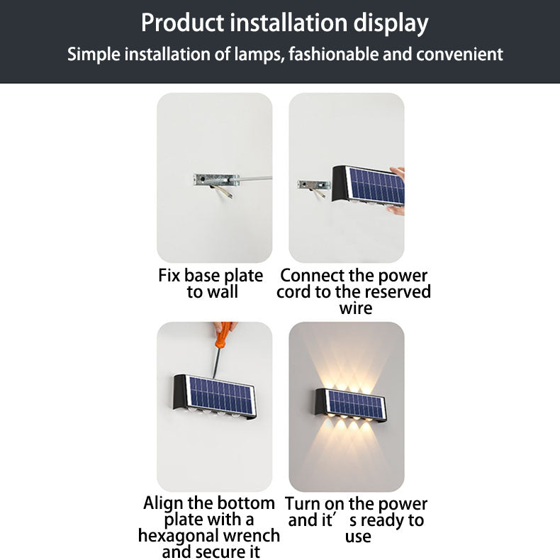 Moderne eenvoud Solar waterdichte rechthoekige ABS PMMA LED wandlamp voor buiten terras