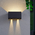 Moderne waterdichte rechthoekige LED-wandlamp voor de buitenruimte met verlichting naar boven en beneden