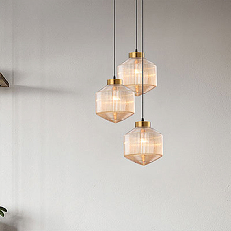 Modernere Trommel-kroonluchter van glas – Elegante verlichting voor eetkamer en woonkamer