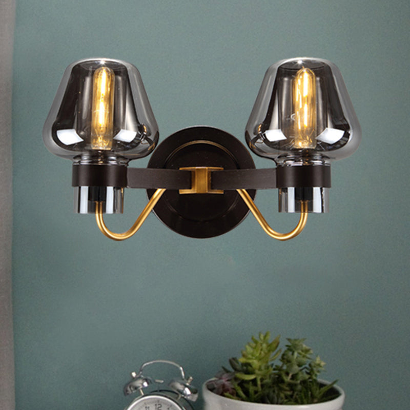 2-Lichts Wandverlichting met Paddenstoelaanroep Rookglas Moderne Slaapkamer Wandlamp Verlichtingsarmatuur