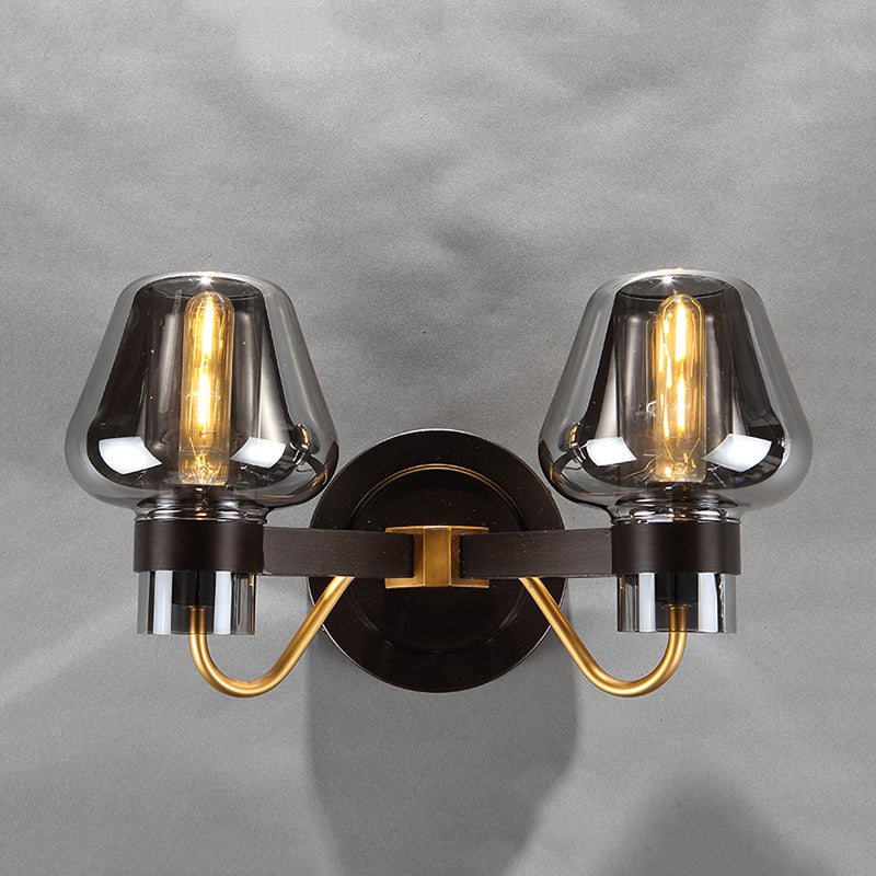 2-Lichts Wandverlichting met Paddenstoelaanroep Rookglas Moderne Slaapkamer Wandlamp Verlichtingsarmatuur
