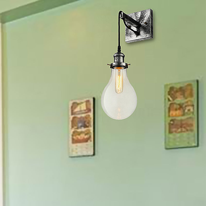 Zwarte bolvormige lampenkap wandlamp industrieel helder glas 1 licht woonkamer wandlampen lamp