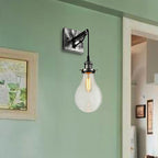 Zwarte bolvormige lampenkap wandlamp industrieel helder glas 1 licht woonkamer wandlampen lamp