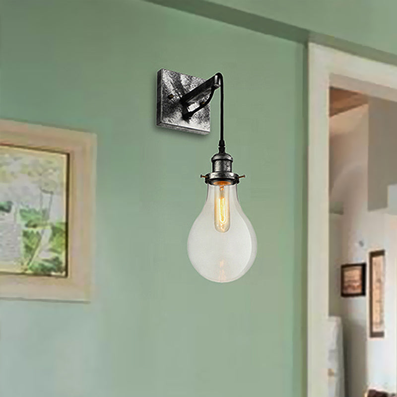 Zwarte bolvormige lampenkap wandlamp industrieel helder glas 1 licht woonkamer wandlampen lamp