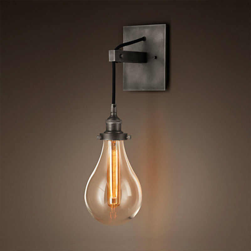Zwarte bolvormige lampenkap wandlamp industrieel helder glas 1 licht woonkamer wandlampen lamp