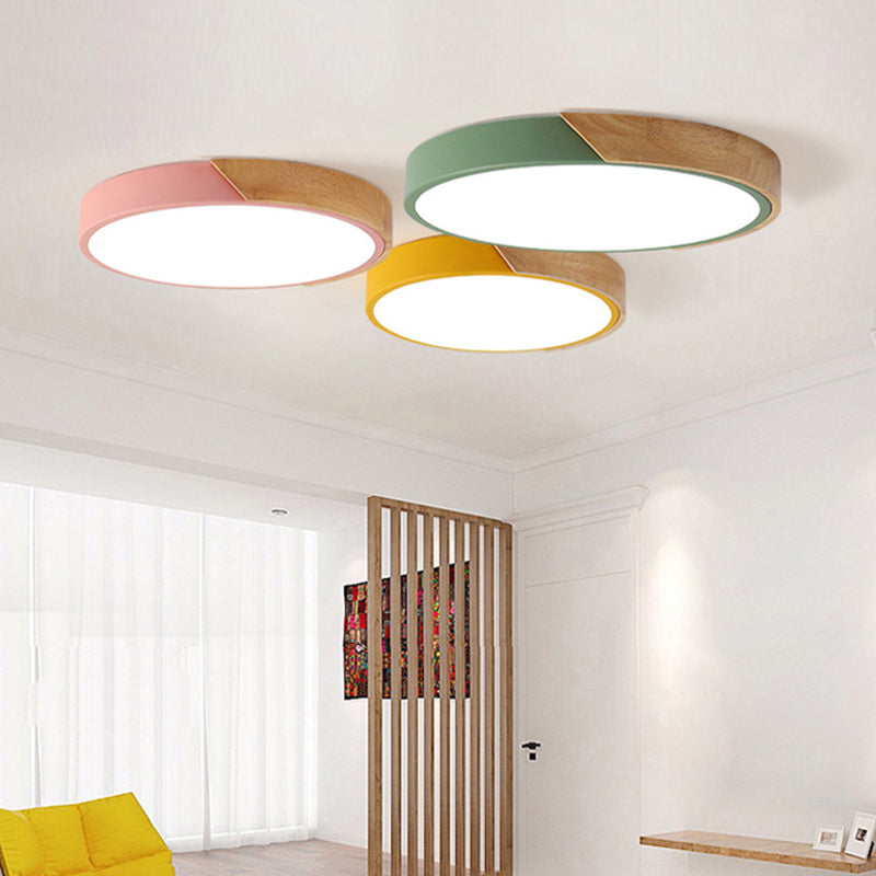 Moderne LED ceiling lamp for bedroom - Energy-saving acrylic and metal recessed lamp, different colors