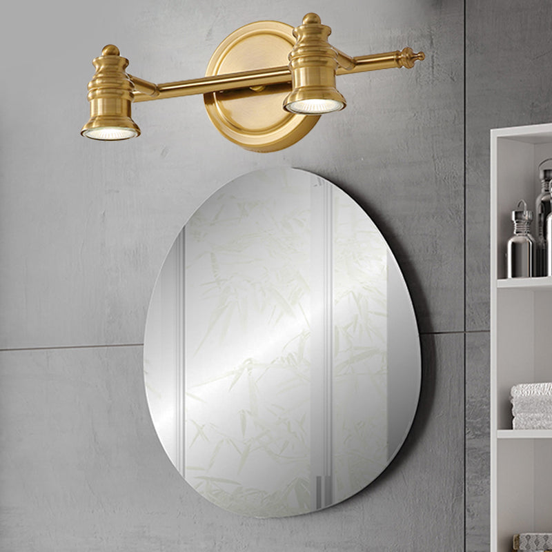 Lineaire Badkamer Vanity Spiegel Licht Traditionalisme Metaal 2/3/4-Lamp Messing Wandlamp Verlichting | Avosian