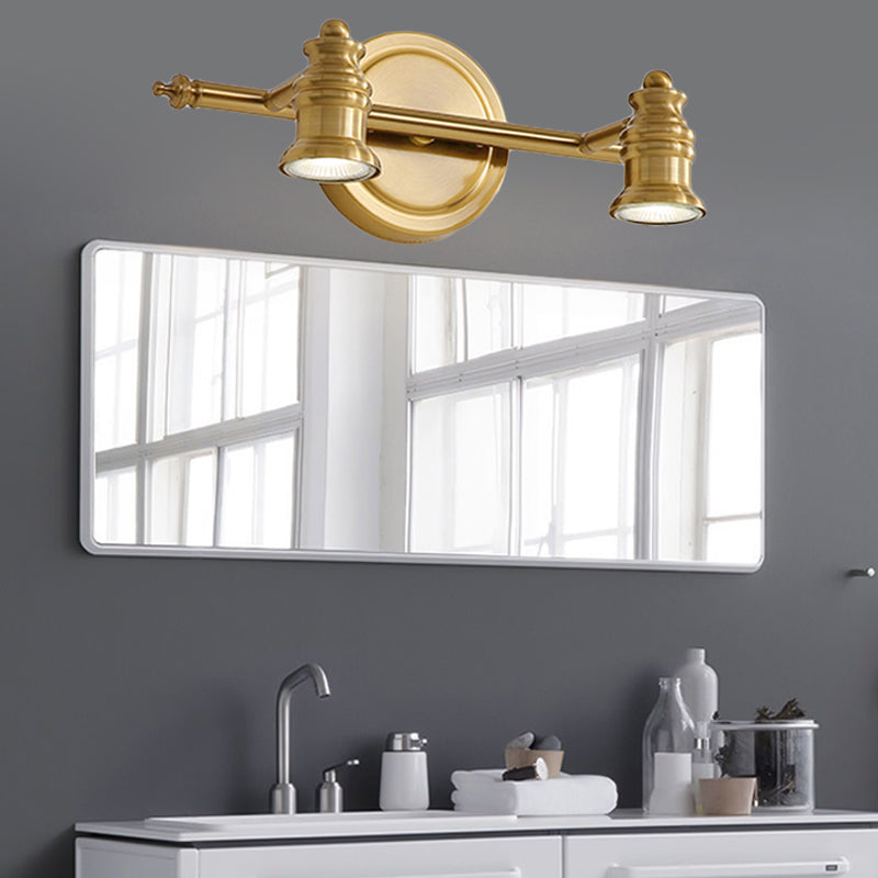 Lineaire Badkamer Vanity Spiegel Licht Traditionalisme Metaal 2/3/4-Lamp Messing Wandlamp Verlichting | Avosian