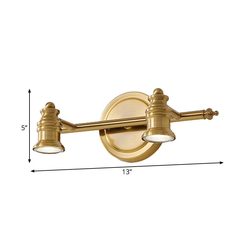 Lineaire Badkamer Vanity Spiegel Licht Traditionalisme Metaal 2/3/4-Lamp Messing Wandlamp Verlichting | Avosian