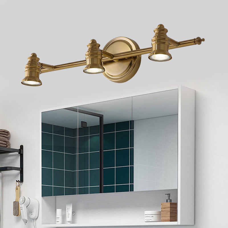 Lineaire Badkamer Vanity Spiegel Licht Traditionalisme Metaal 2/3/4-Lamp Messing Wandlamp Verlichting | Avosian