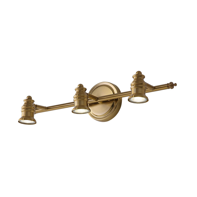 Lineaire Badkamer Vanity Spiegel Licht Traditionalisme Metaal 2/3/4-Lamp Messing Wandlamp Verlichting | Avosian