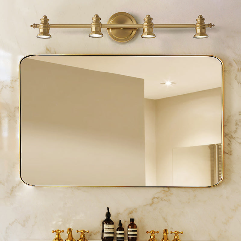 Lineaire Badkamer Vanity Spiegel Licht Traditionalisme Metaal 2/3/4-Lamp Messing Wandlamp Verlichting | Avosian