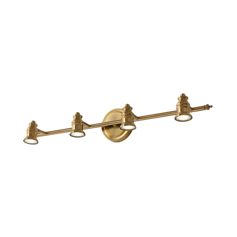 Lineaire Badkamer Vanity Spiegel Licht Traditionalisme Metaal 2/3/4-Lamp Messing Wandlamp Verlichting | Avosian