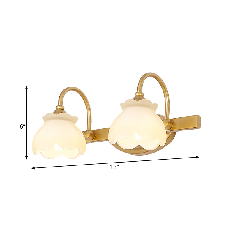 Blossom Badkamer Make-Up Spiegel Licht Traditionele Metaal LED 2/3/4 Koppen Messing Muur Gemonteerde Lamp | Avosian