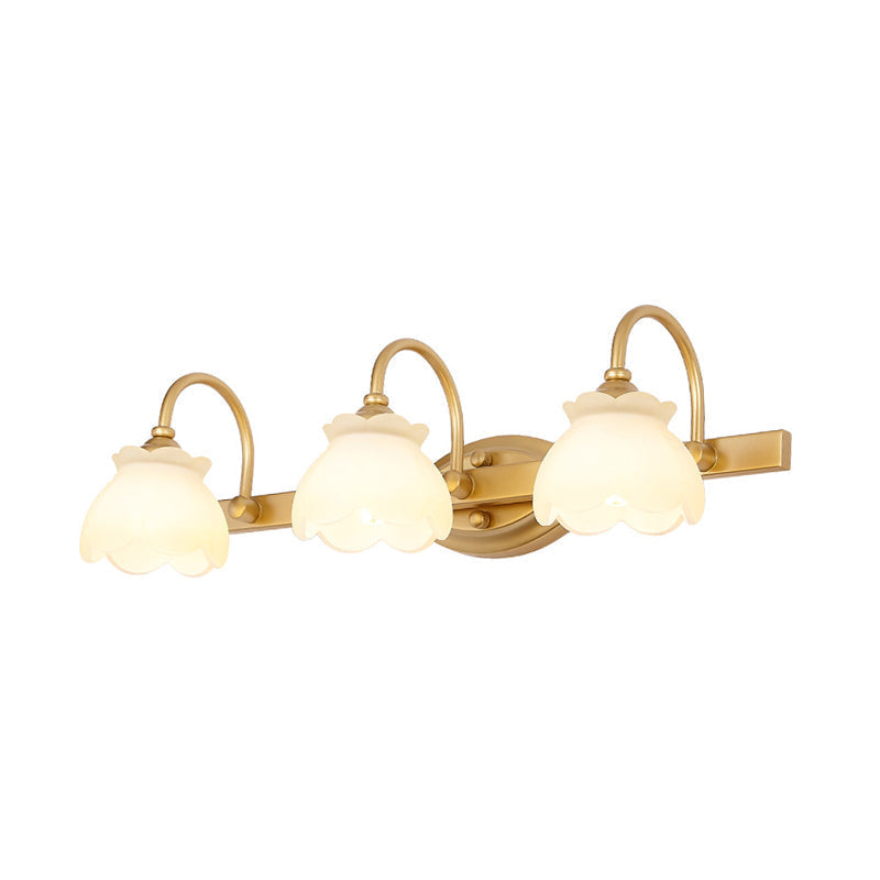 Blossom Badkamer Make-Up Spiegel Licht Traditionele Metaal LED 2/3/4 Koppen Messing Muur Gemonteerde Lamp | Avosian