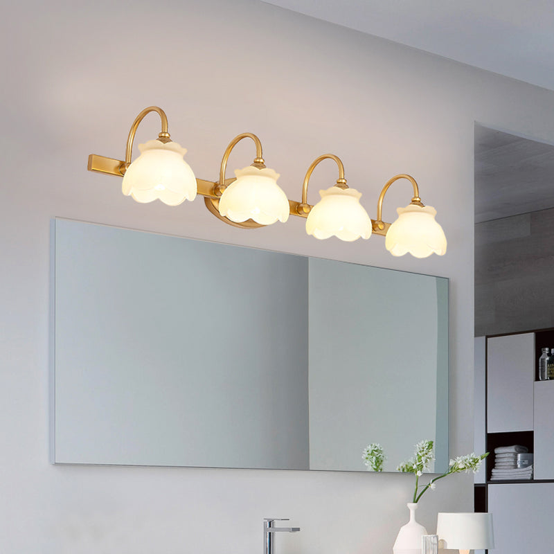Blossom Badkamer Make-Up Spiegel Licht Traditionele Metaal LED 2/3/4 Koppen Messing Muur Gemonteerde Lamp | Avosian