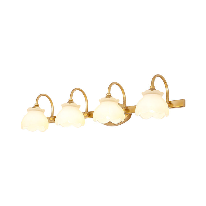 Blossom Badkamer Make-Up Spiegel Licht Traditionele Metaal LED 2/3/4 Koppen Messing Muur Gemonteerde Lamp | Avosian