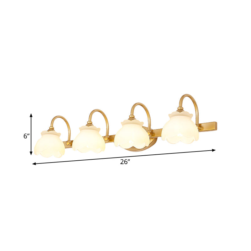 Blossom Badkamer Make-Up Spiegel Licht Traditionele Metaal LED 2/3/4 Koppen Messing Muur Gemonteerde Lamp | Avosian