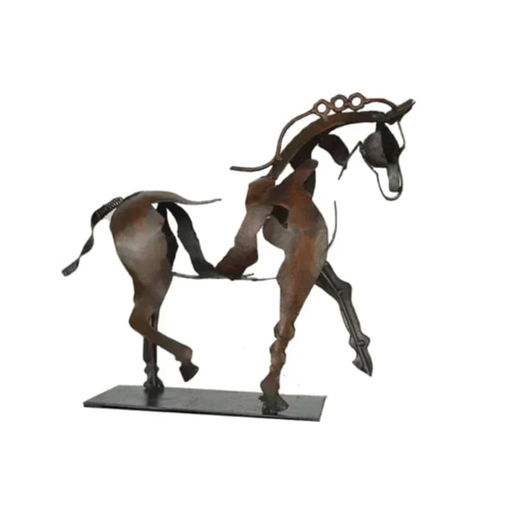 Paardensculptuur - AdonisMetal - Rustieke Elegantie - Tijdloos Decoratief Stuk