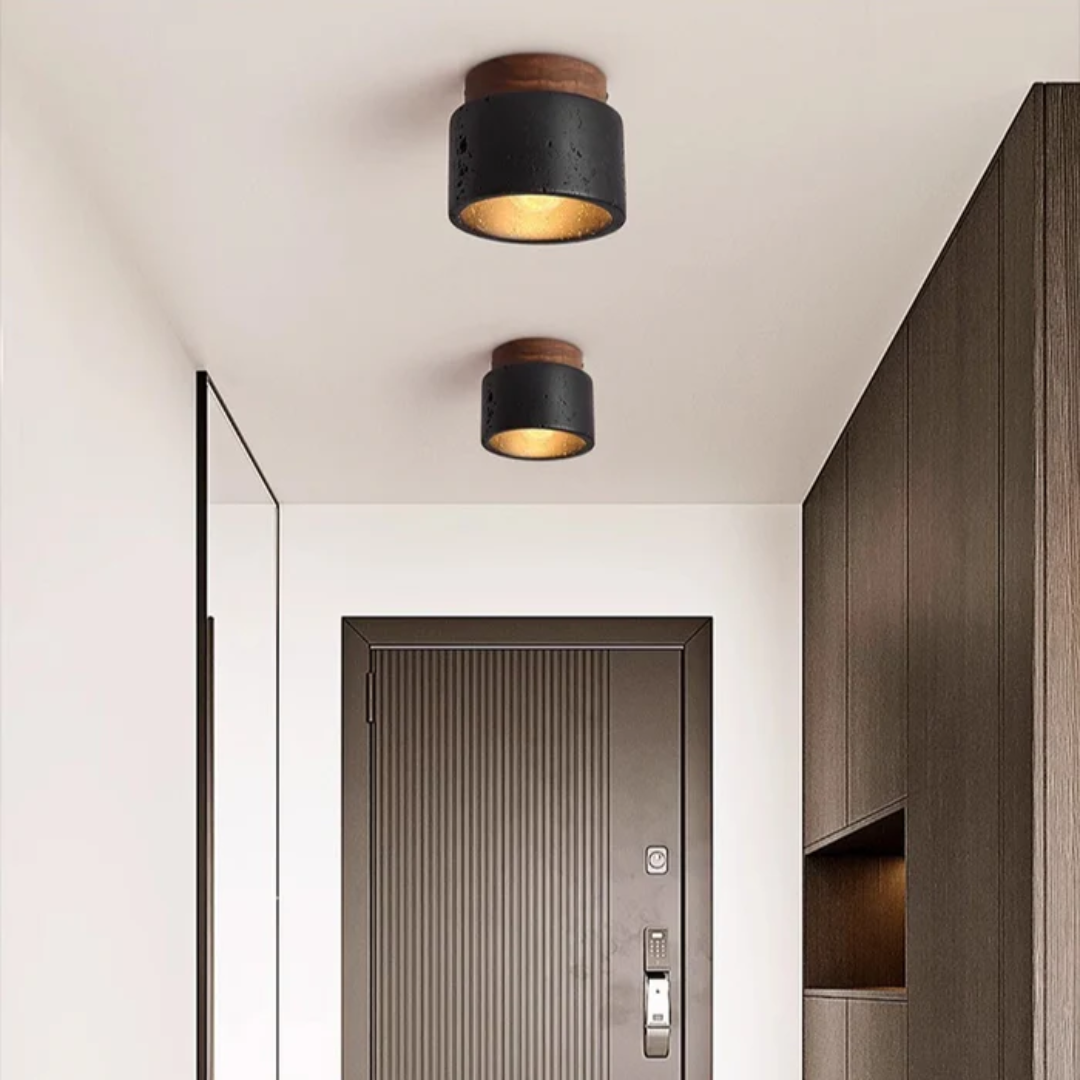 Plafondlamp met steenlook