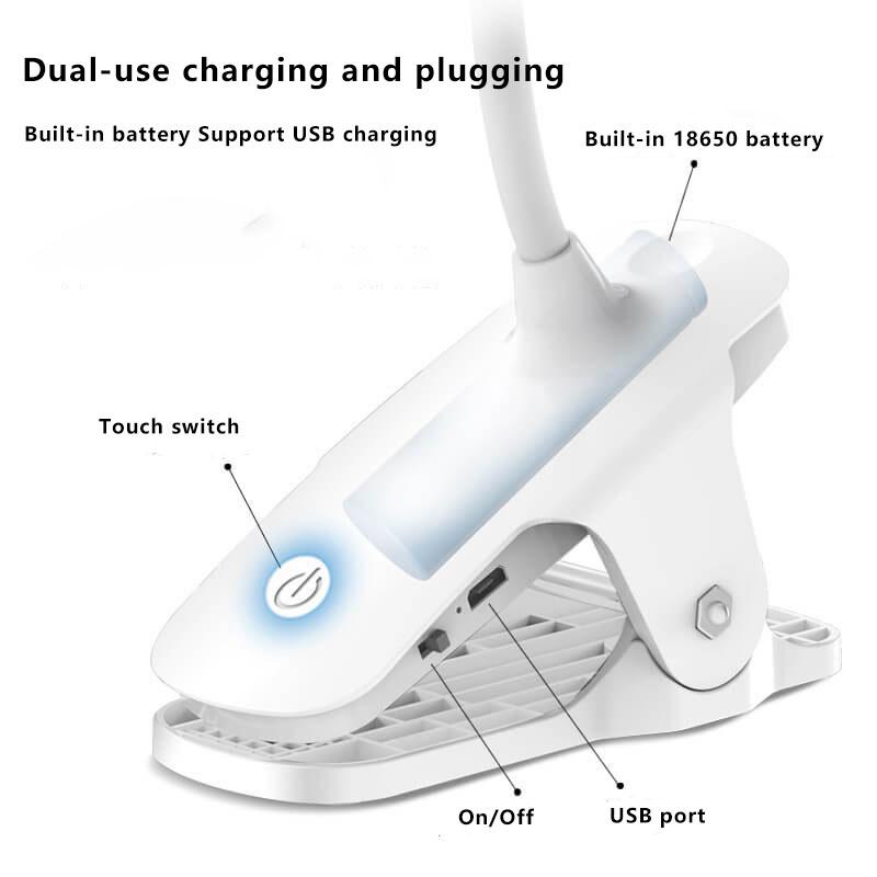 Eenvoudige LED Clip Bureau Lamp Oplaadbaar Oogbescherming Nachtlamp