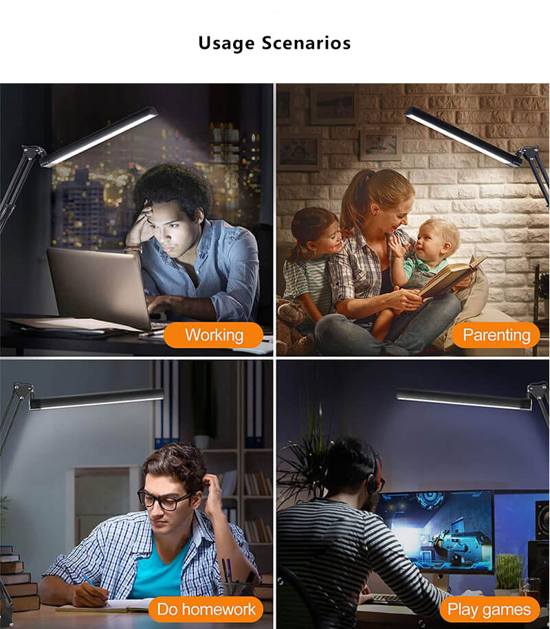 LED opvouwbare lange arm clip oogbescherming USB lees bureau lamp